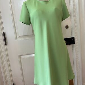 Talbots Green A-Line Mini Dress with Crew Neck